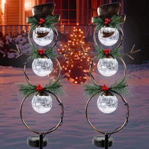 GUOOU Solar Christmas Yard Decorations, Outdoor LED Solar Powered Glass ...