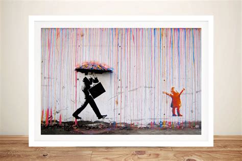 Banksy Rain Girl Umbrella canvas print | Blue Horizon Prints Australia