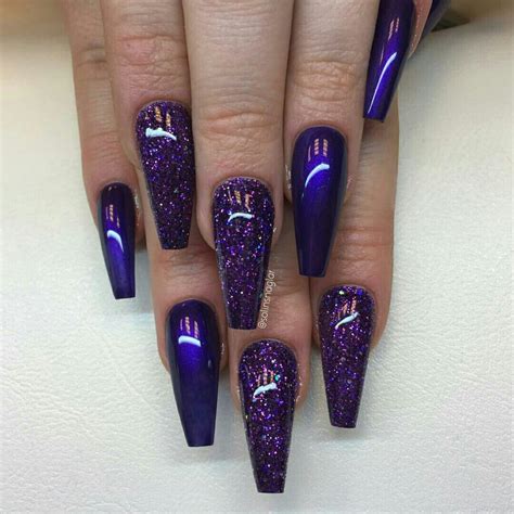 Coffin Black And Purple Acrylic Nails - bmp-syrop