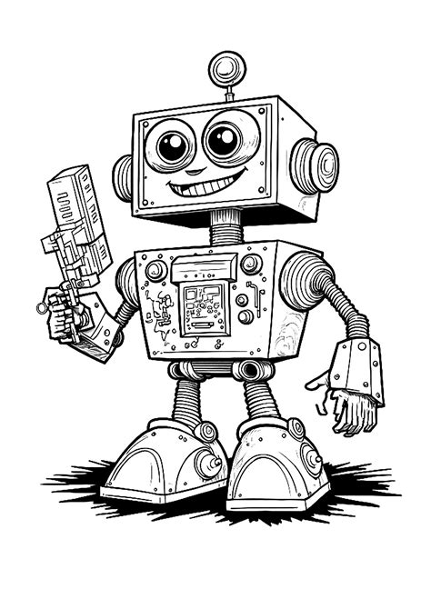 Robot of the 80's - 1 - Robot Coloring Pages for Kids