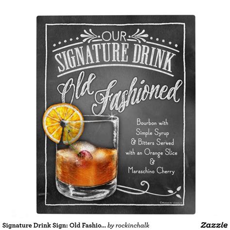 Signature Drink Sign: Old Fashioned Plaque | Signature drinks, Signature drinks sign, Drink signs