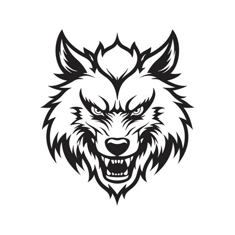 angry wolf, logo concept black and white color, hand drawn illustration 22141751 Vector Art at ...