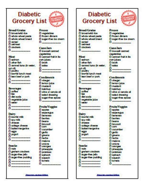 Diabetic Food Diet Grocery List 2 in 1 Printable Instant | Etsy