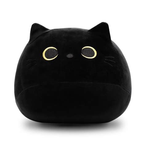 3D Black Cat Plush Stuffed Animal Toy Pillow, Fat Black Cat Stuffed Animal Cat Plushie, Kawaii ...