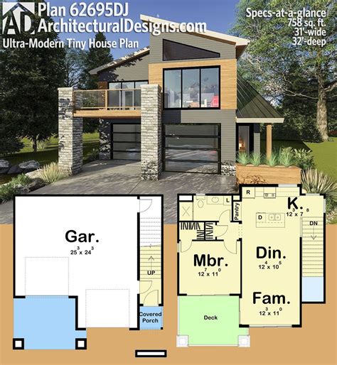 Plan 62695DJ: Ultra-Modern Tiny House Plan | Modern tiny house, Contemporary house plans ...