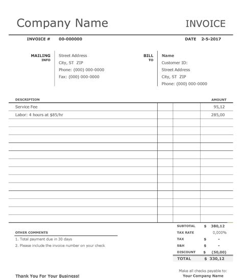 Basic invoice template | Templates at allbusinesstemplates.com