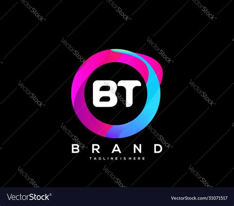 Letter bt gradient color logo design Royalty Free Vector