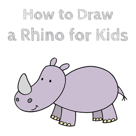 How to Draw a Rhino for Kids - How to Draw Easy