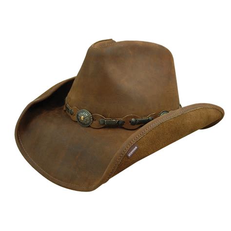 X-Large Stetson Roxbury Black Distressed Shapeable Leather Cowboy Western Hat Clothing, Shoes ...