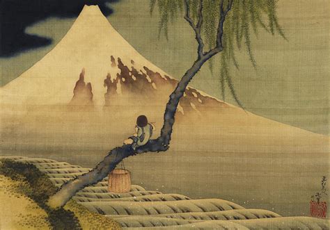 Boy Viewing Mount Fuji Painting by Katsushika Hokusai