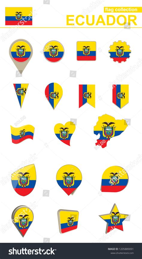 Ecuador Flag Collection Big Set Design Stock Vector (Royalty Free) 1205889091 | Shutterstock