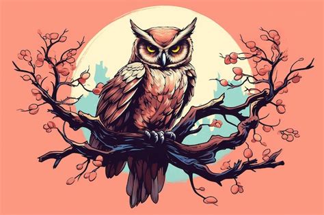 Premium AI Image | tattoo design of a mystical owl_ perched on a branch