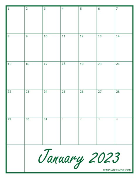 2023 Blank Monthly Calendar - Riset