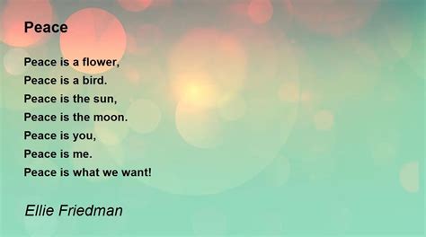 Peace Poem by Ellie Friedman - Poem Hunter