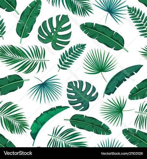 Tropical leaves seamless pattern Royalty Free Vector Image