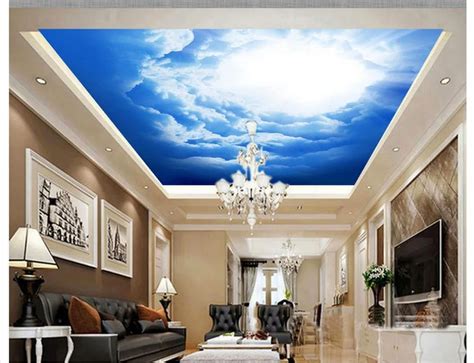 3d ceiling murals wallpaper Home Decoration Blue sky and white clouds sky ceiling wall murals ...