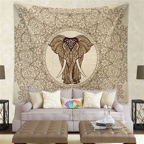 Elephant Tapestry, Elephant tapestry wall hanging, Lace mandala bohemian tapestries, Bohemian ...