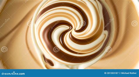 Closeup of Chocolate and Coffee Cream Swirls, Abstract Food Background Stock Illustration ...