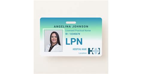 Licensed Practical Nurse LPN Modern Blue Photo ID Badge | Zazzle