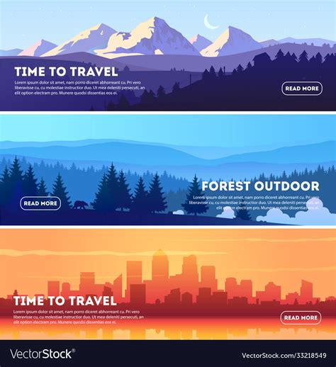 Beautiful landscape banner set horizontal Vector Image