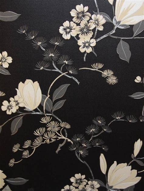 Floral Oriental Design. I love the the black background | Flower background wallpaper, Pattern ...