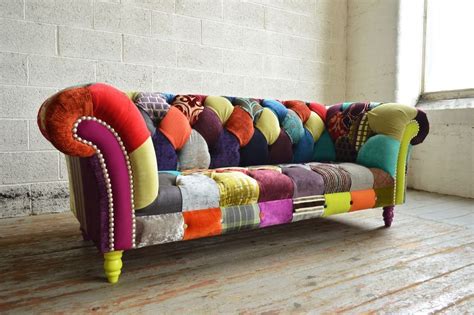 PATCHWORK SOFA MODERN HANDMADE CHESTERFIELD SOFA COUCH CHAIR BESPOKE BUTTONED | Patchwork ...