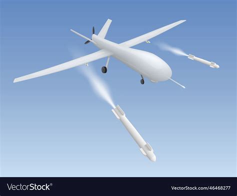 Military drone with rockets missiles on white Vector Image