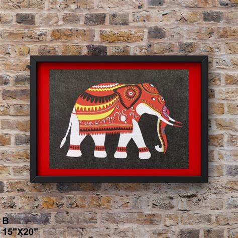 Sri Lankan Elephant Embroidered Framed Wall Art Home and | Etsy