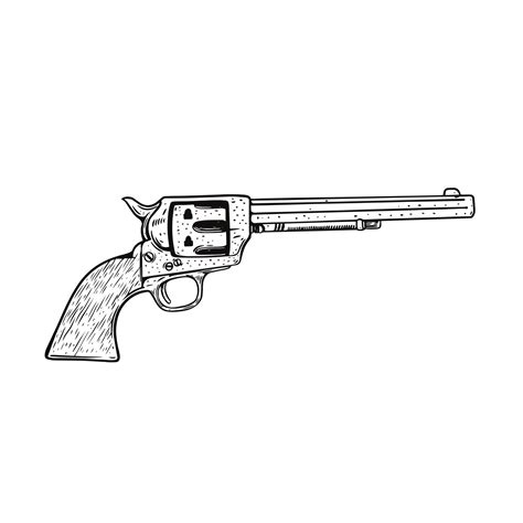 Gun drawing. Black color outline style. Vector illustration. 22038059 Vector Art at Vecteezy