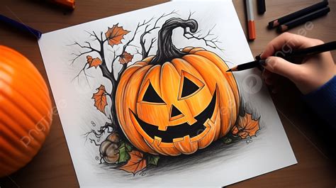 Drawing Halloween Pumpkin Background, Easy Draw Halloween Pictures, Halloween, Halloween ...