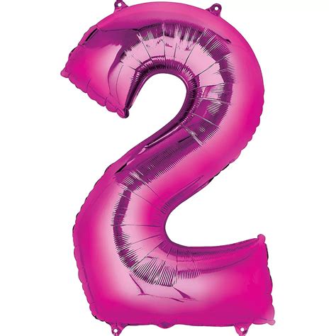 34in Bright Pink Number 2 Balloon | Party City