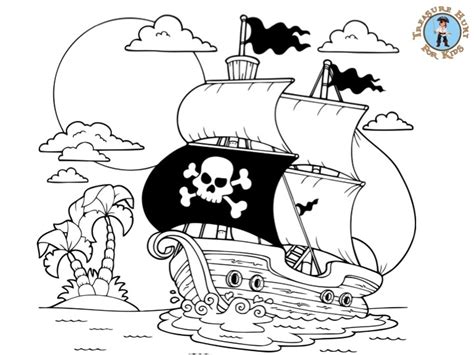 Pirate Ship Coloring Page - Free Printables - Treasure hunt 4 Kids