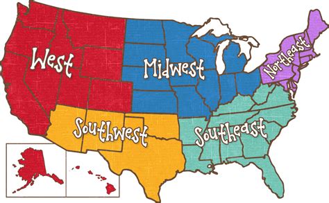 United States Regions Map Printable