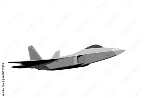 F-22 Raptor. Stealth fighter jet. Stylized drawing of a modern military aircraft. Vector image ...