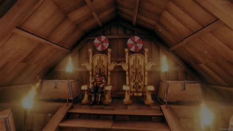 Interior decoration of the village mead hall : r/valheim