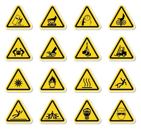 Warning Hazard Symbols labels Sign 1186658 Vector Art at Vecteezy