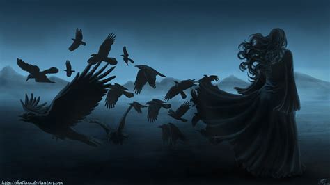 HD wallpaper: art, birds, dark, gothic, horror, mood, poe, raven, women ...