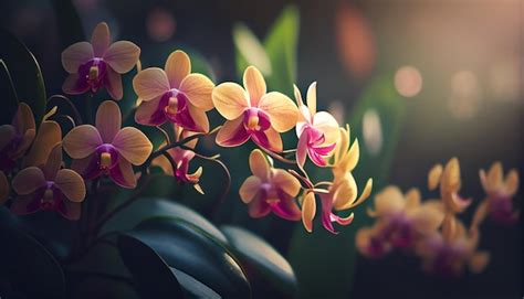 Premium Photo | Orchids on a purple background wallpapers