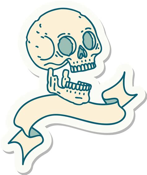 tattoo sticker with banner of a skull 12120926 Vector Art at Vecteezy