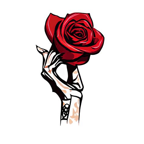 Skeleton Hand Holding a Rose Digital Graphic · Creative Fabrica