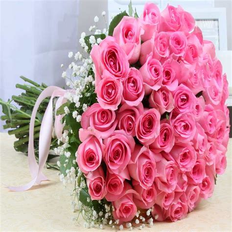 Flowers Bouquet of Fifty Pink Roses