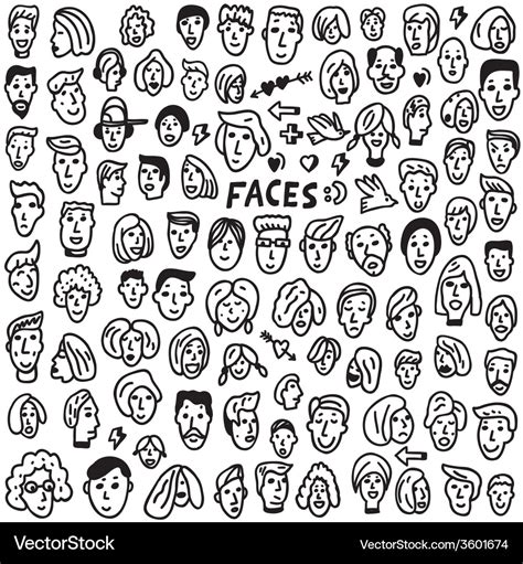 Faces - doodles set Royalty Free Vector Image - VectorStock