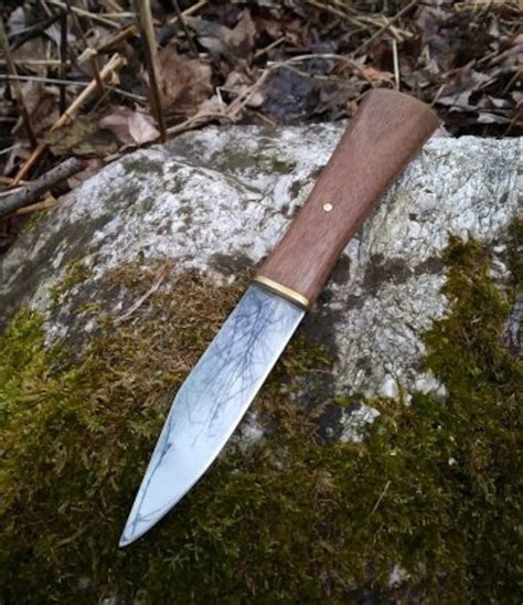 Hand Forged Viking Seax Knife With Walnut Handle And Leather | Etsy