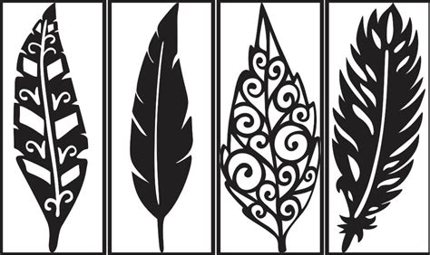 cnc vector design Feather wall decor free dxf files & vectors - Free Vector