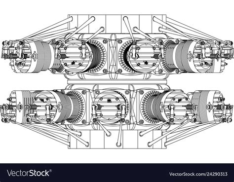 Radial engine on a white Royalty Free Vector Image