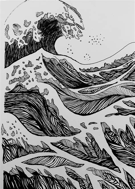 wave🌊 | Wave drawing, Waves sketch, Art drawings sketches simple