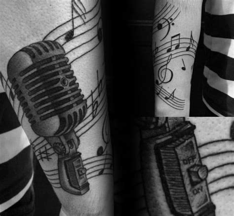 50 Music Staff Tattoo Designs For Men - Musical Pitch Ink Ideas