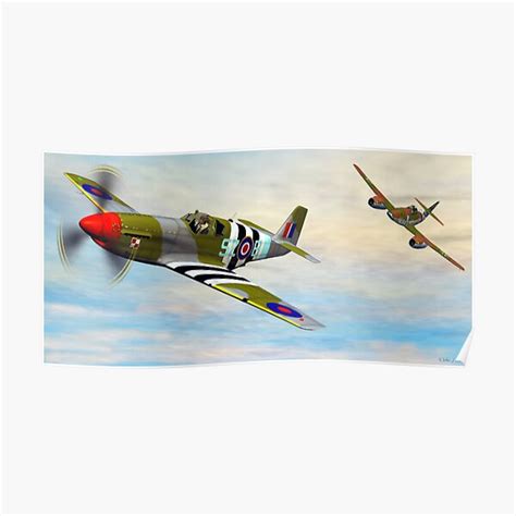 "P-51 Mustang with a Me-262 on it's Six" Poster for Sale by Skyviper | Redbubble