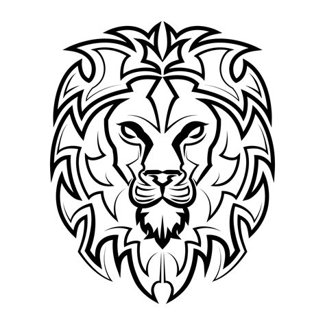 Black and white line art of the front of the lion head It is sign of leo zodiac Good use for ...