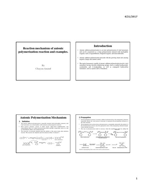 Anionic Polymerisation | PDF | Polymerization | Chemical Reactions